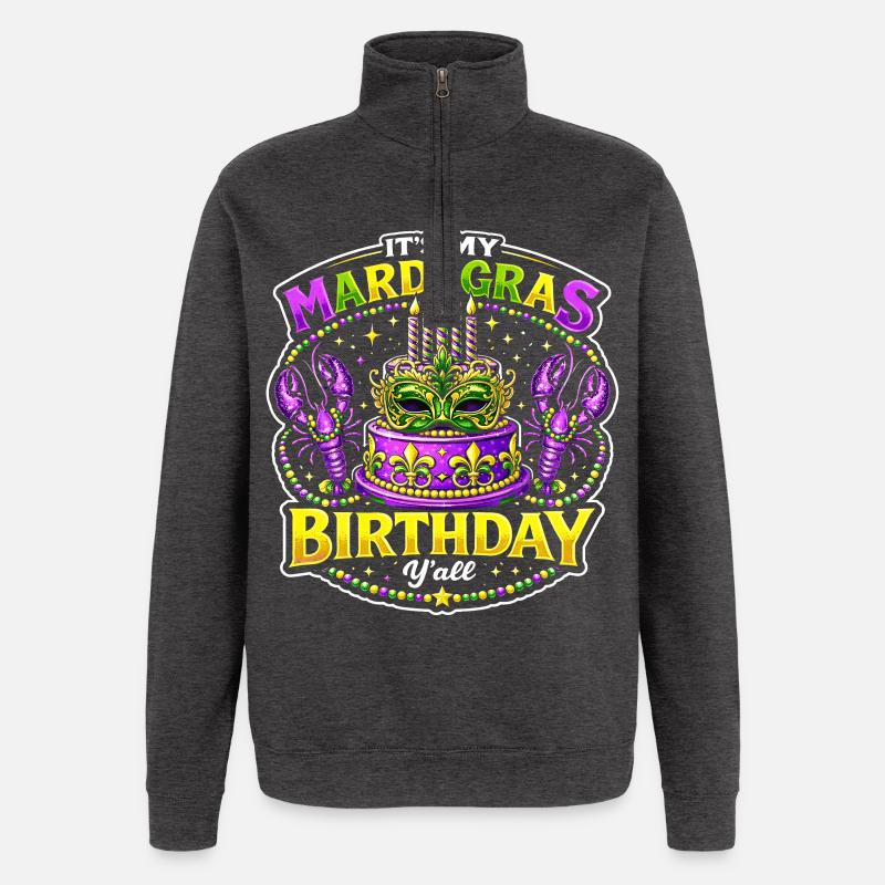 Masque d’anniversaire du Mardi Gras - Sweat à zip 1/4 - charbon