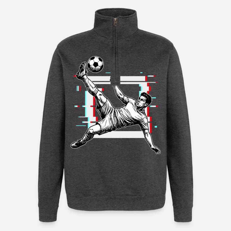 Fussball Schuss Fallrueckzieher Seitfallzieher - Quarter-Zip-Sweatshirt - Anthrazit