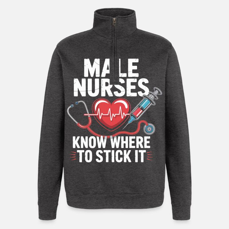 Medizinischer Männer Pflegewitz - Quarter-Zip-Sweatshirt - Anthrazit