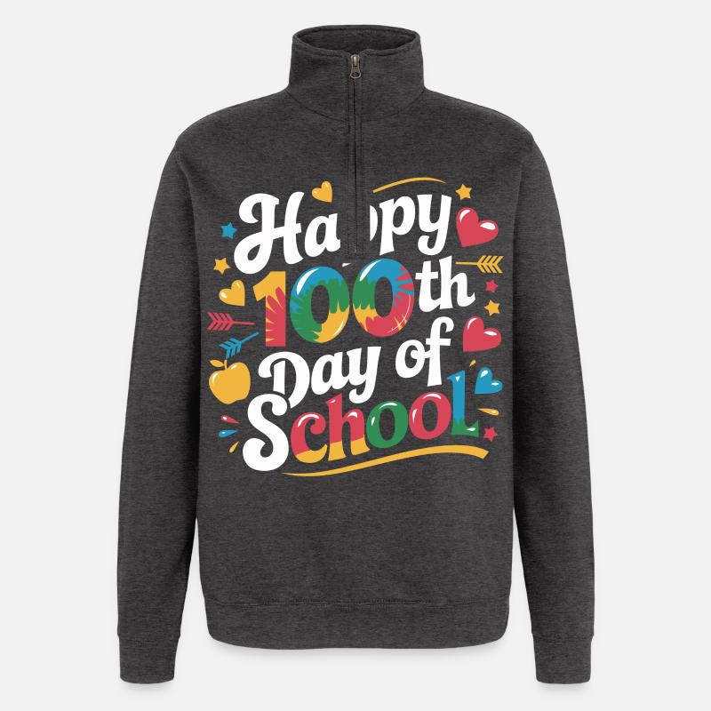 Centième jour de conception scolaire - Sweat à zip 1/4 - charbon
