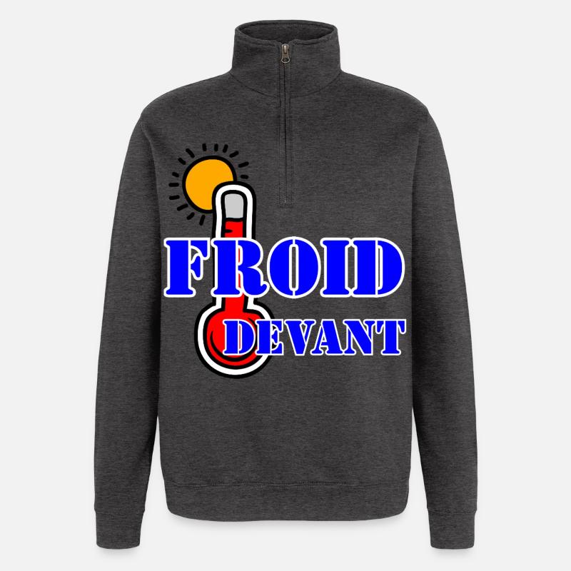 FROID DEVANT. - Sweat à zip 1/4 - charbon