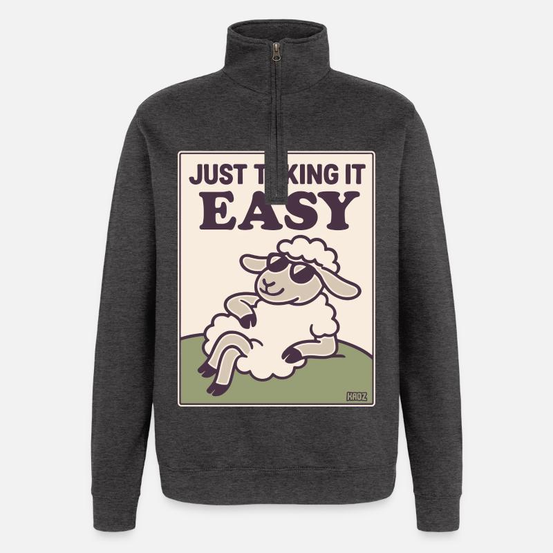 Entspanntes Schaf Einfach Gemütlich - Quarter-Zip-Sweatshirt - Anthrazit