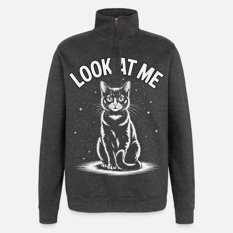 Regarde-moi - Ciel étoilé de chat - Sweat à zip 1/4 - charbon