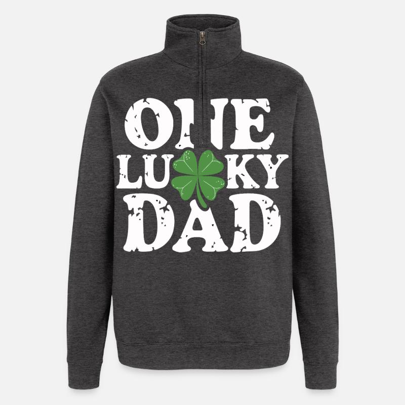 One Lucky Dad Kleeblatt - Quarter-Zip-Sweatshirt - Anthrazit