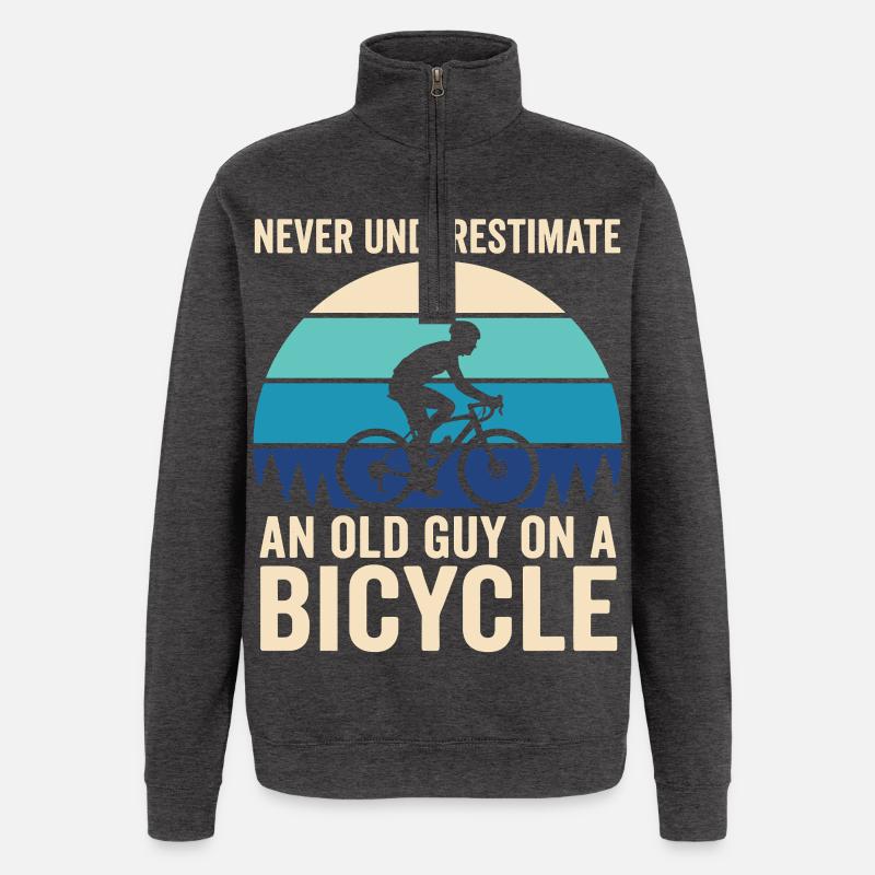 Never Underestimate Old Guy Bicycle - Quarter-Zip-Sweatshirt - Anthrazit