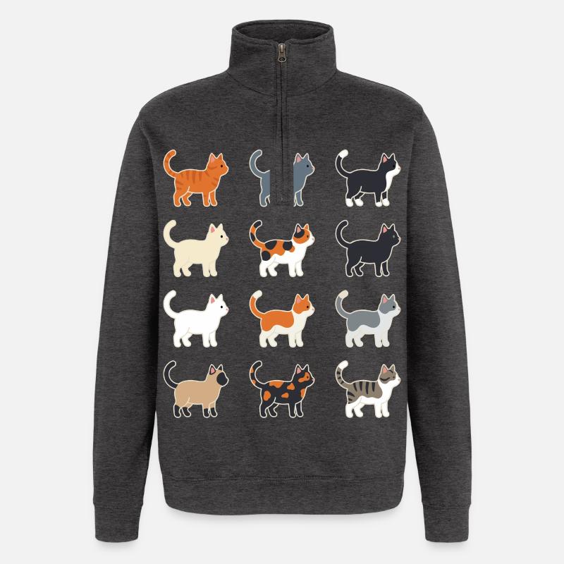Katzen Illustration Raster - Quarter-Zip-Sweatshirt - Anthrazit