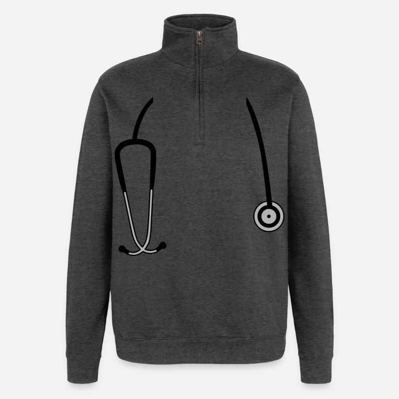 stethoscope - Quarter-Zip Sweatshirt - charcoal grey