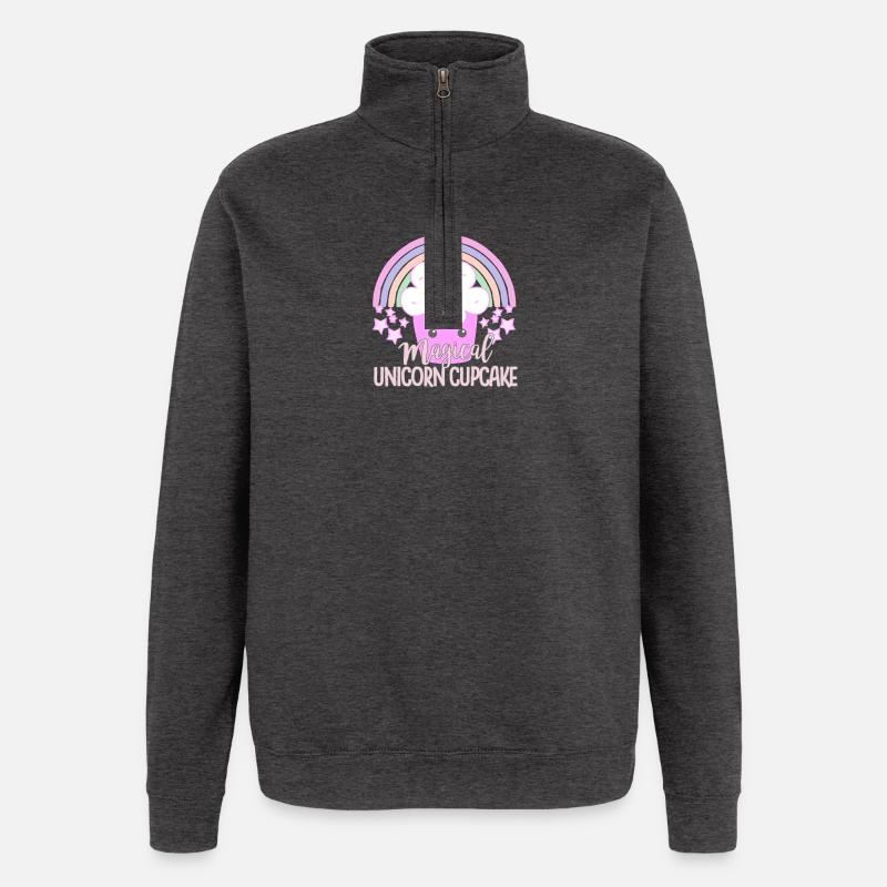 Einhorn-Cupcake - Quarter-Zip-Sweatshirt - Anthrazit