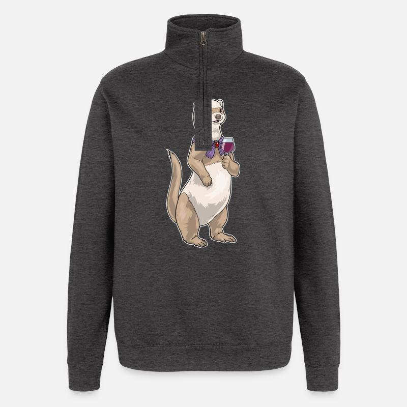 Frettchen Rotwein - Quarter-Zip-Sweatshirt - Anthrazit