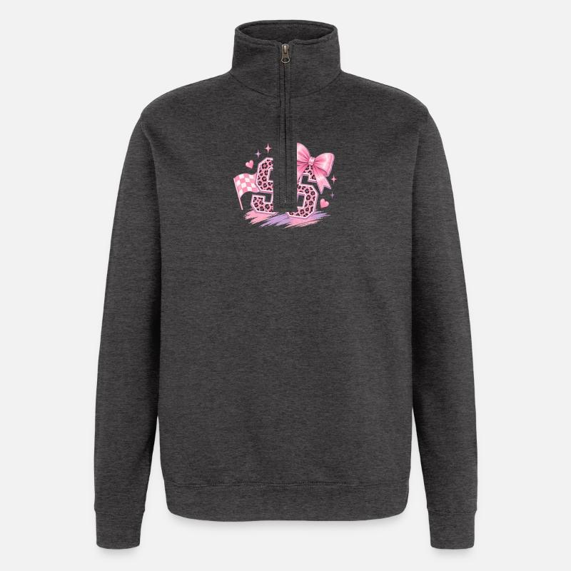 Leopard Pink 96 Glitter - Quarter-Zip Sweatshirt - charcoal grey
