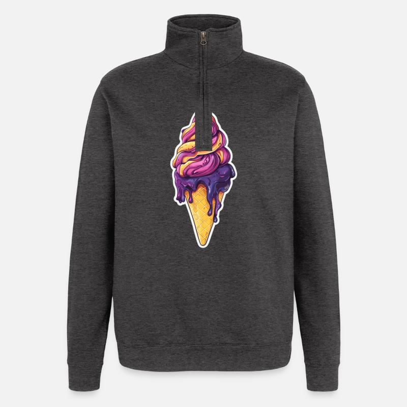 Crème glacée Crème glacée - Sweat à zip 1/4 - charbon