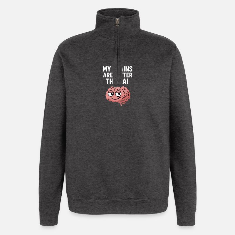 Mind vs. Technology: Smart Brains - Quarter-Zip Sweatshirt - charcoal grey