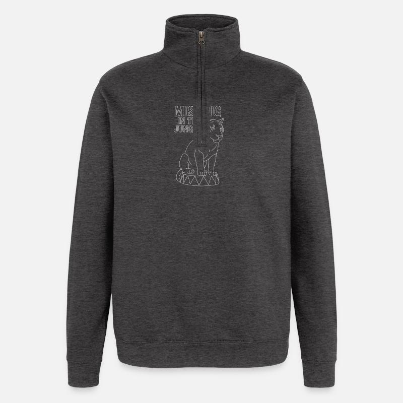Missing in Jungle Tiger Drum - Quarter-Zip Sweatshirt - charcoal grey