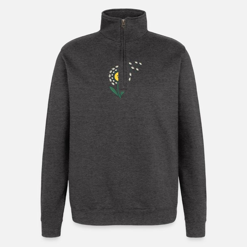 Lächelnde Sonne mit Blütenstrahlen - Quarter-Zip-Sweatshirt - Anthrazit