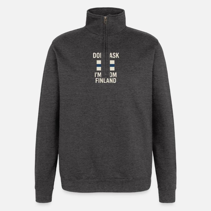 Drapeau finlandais. Ne demandez pas - Sweat à zip 1/4 - charbon