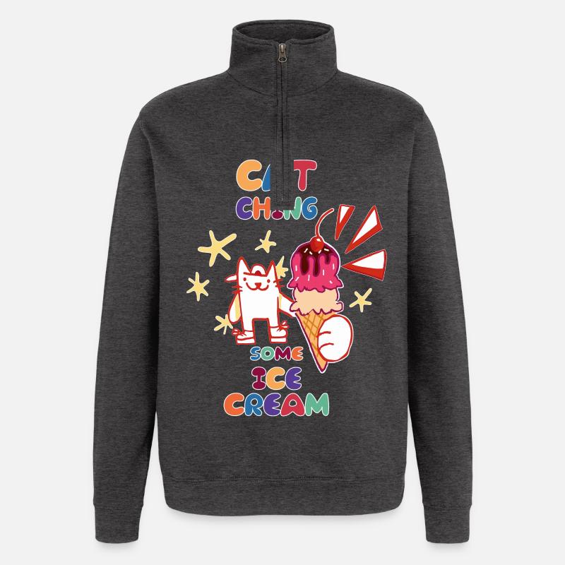 Ein Eis fangen - Quarter-Zip-Sweatshirt - Anthrazit