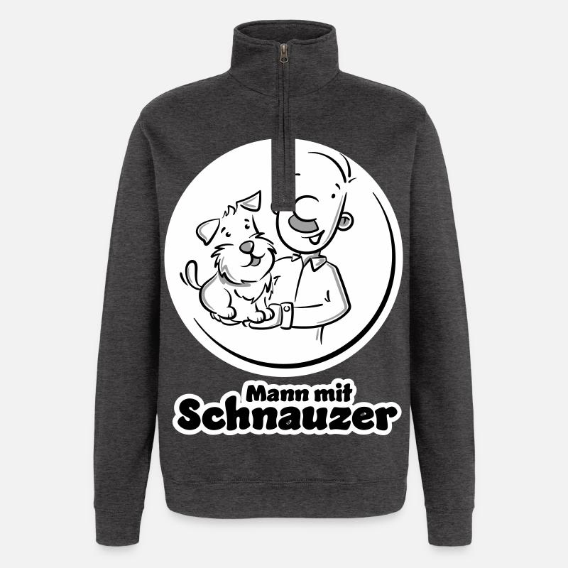 Mann mit Schnauzer (Oberlippenbart) - Quarter-Zip-Sweatshirt - Anthrazit