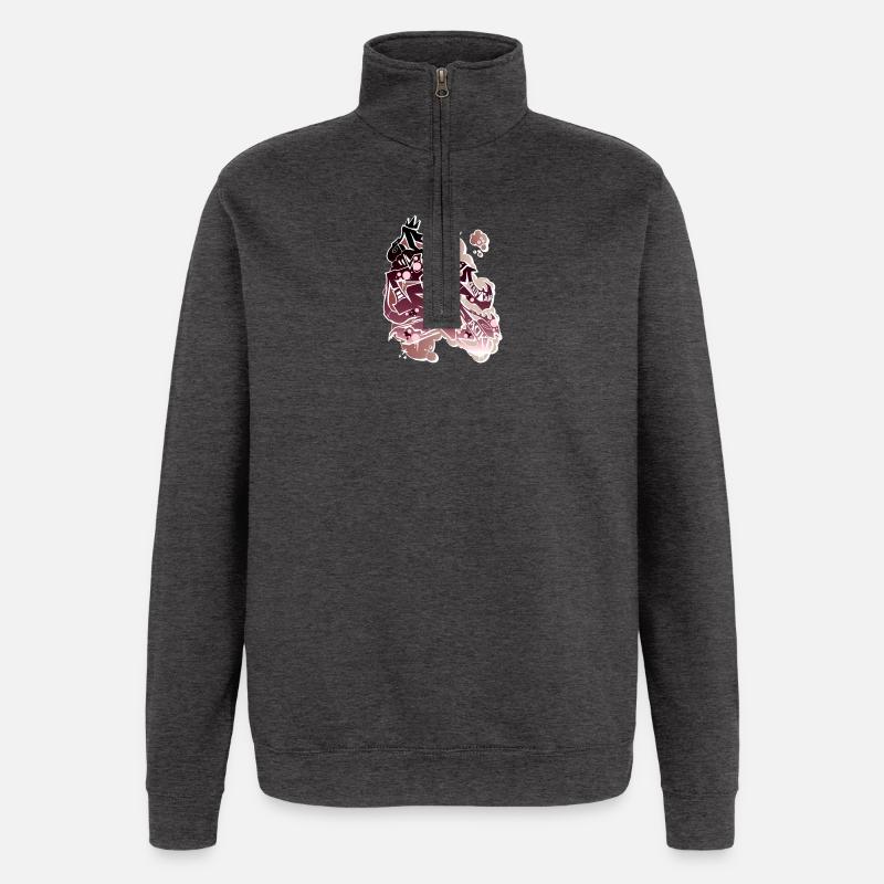 Dragon Graffito Abstract - Quarter-Zip Sweatshirt - charcoal grey