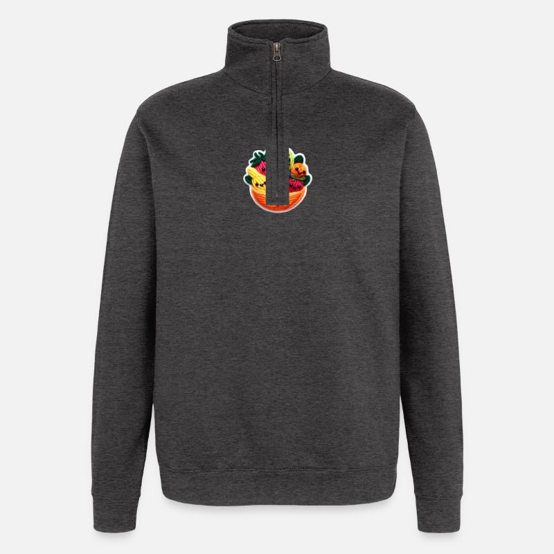 Visages de salade de fruits - Sweat à zip 1/4 - charbon