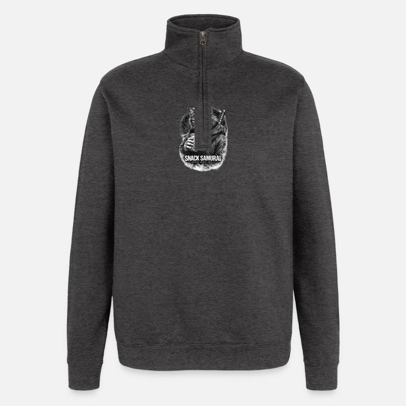 Snack Samurai Katze I - Quarter-Zip-Sweatshirt - Anthrazit