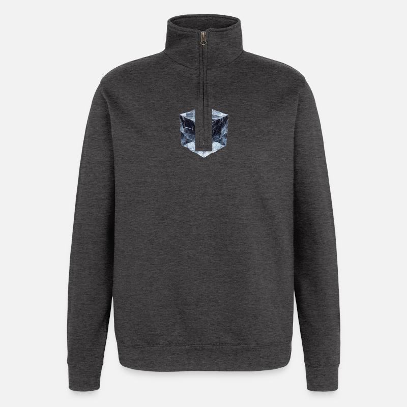 Glaçons de style polygonal - Sweat à zip 1/4 - charbon