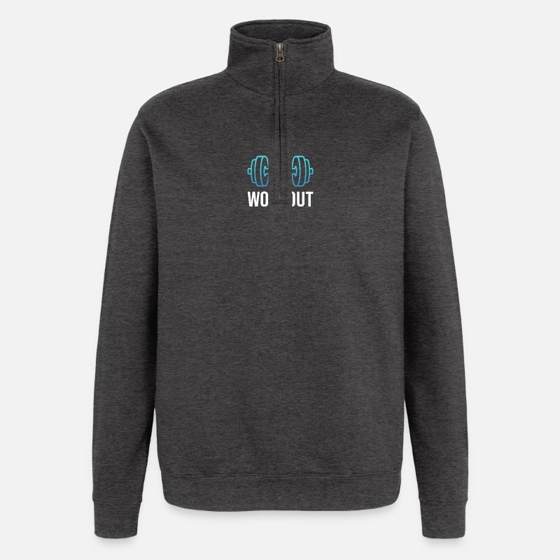 Neon Workout Dumbbells - Quarter-Zip Sweatshirt - charcoal grey