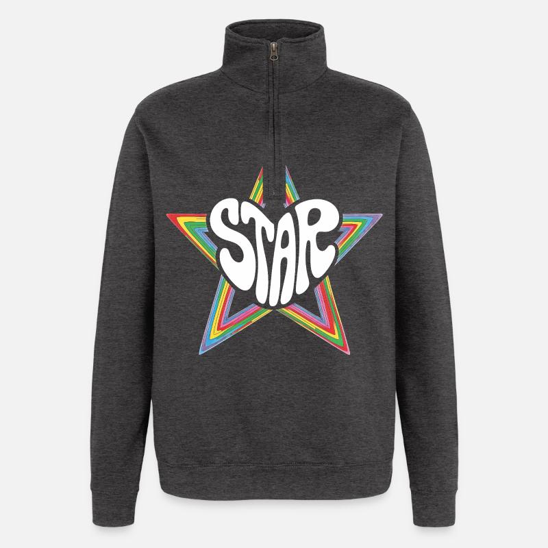 Space Star Psychedelic Rainbow - Quarter-Zip Sweatshirt - charcoal grey