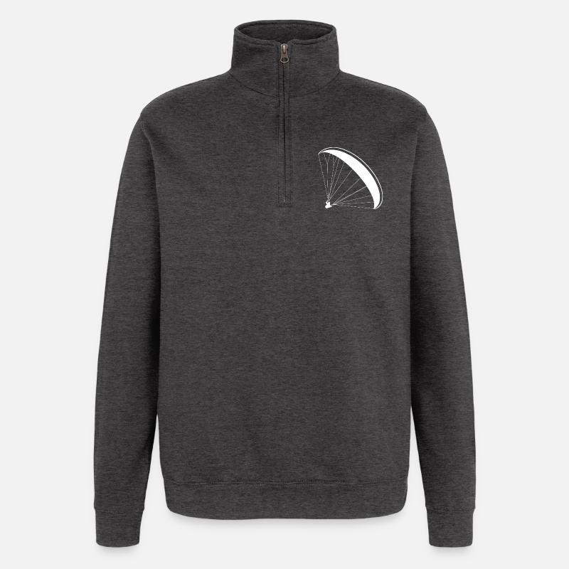 Paraglider Pilot Silhouette Paragliding Logo - Quarter-Zip Sweatshirt - charcoal grey