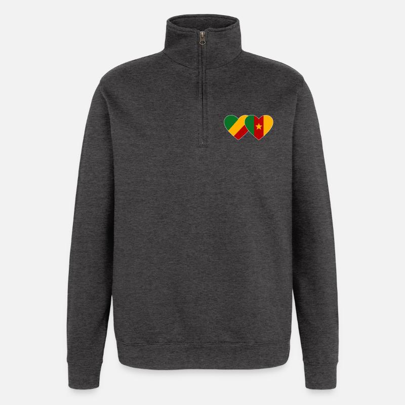 Drapeau du Congo Cameroun - Sweat à zip 1/4 - charbon