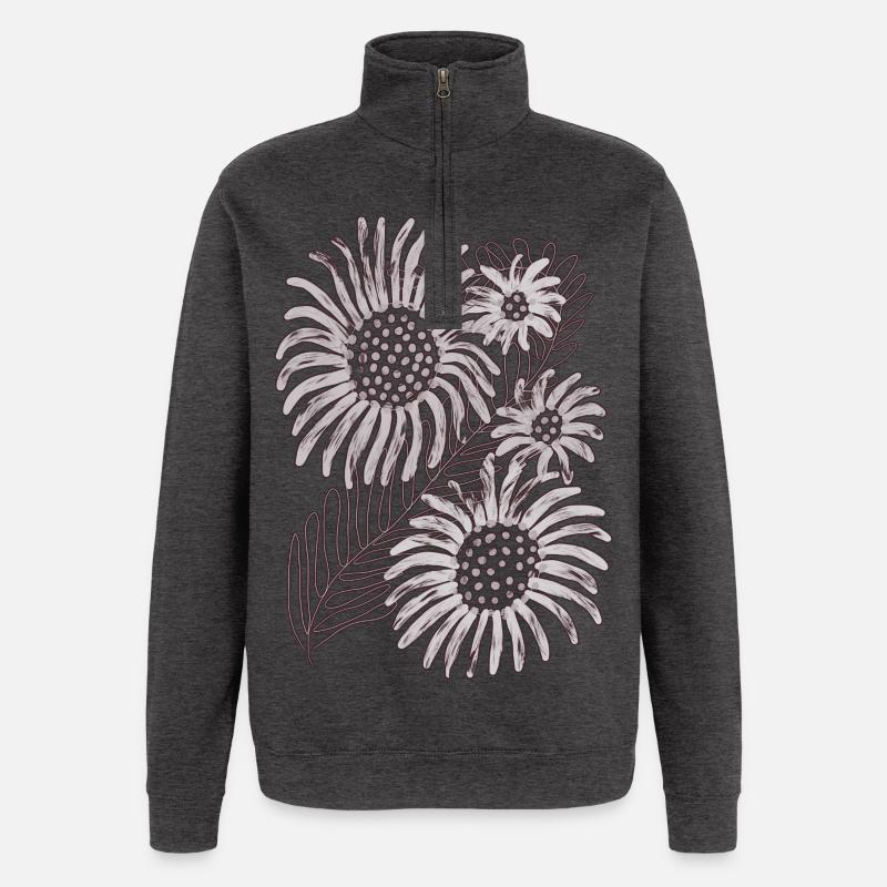 Schwarzweiße Gänseblümchenblüte - Quarter-Zip-Sweatshirt - Anthrazit