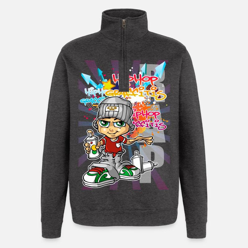 Garçon Graffiti - Sweat à zip 1/4 - charbon