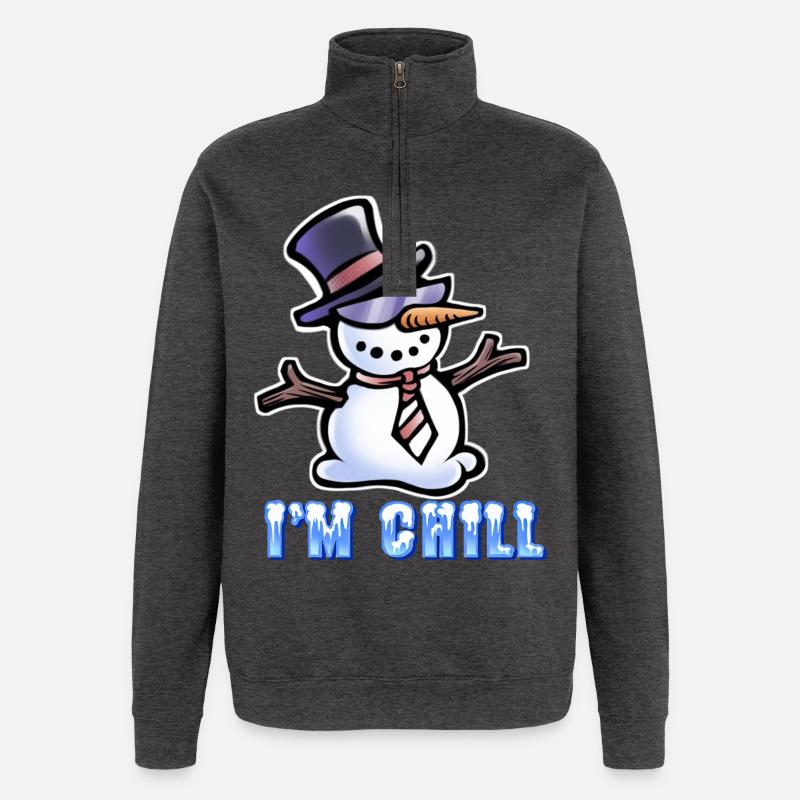 I'm Chill - Cool Snowman - Quarter-Zip Sweatshirt - charcoal grey