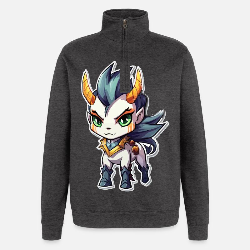 Chibi Dämonenpferd - Quarter-Zip-Sweatshirt - Anthrazit