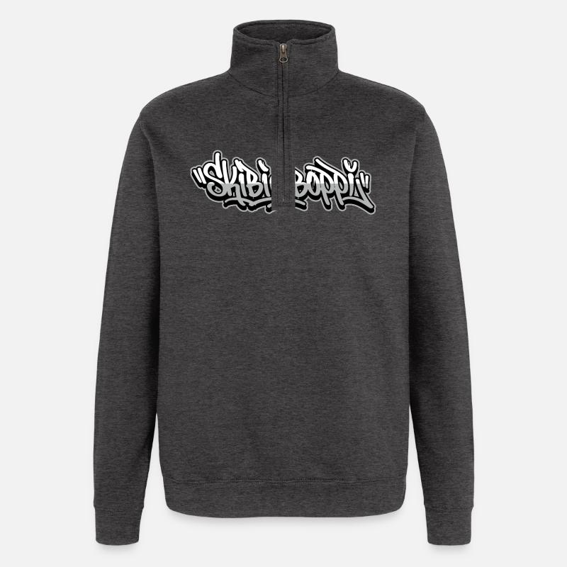 Skibidiboppi Graffiti Script - Quarter-Zip Sweatshirt - charcoal grey