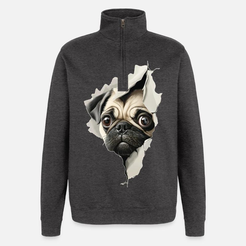 Mops - Quarter-Zip-Sweatshirt - Anthrazit