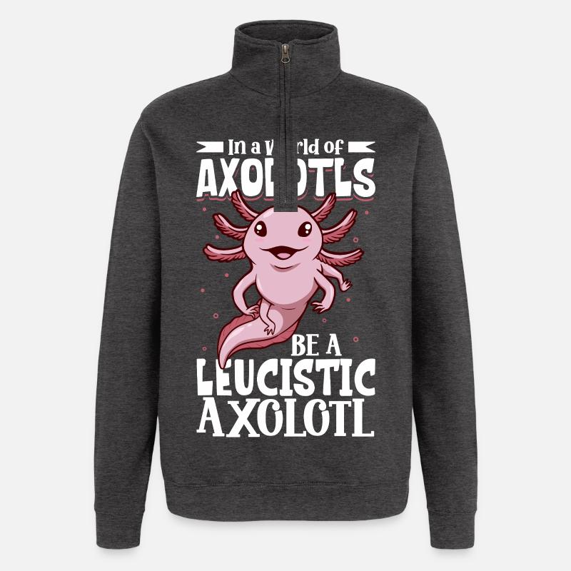 Be a Leucistic Axolotl - Quarter-Zip Sweatshirt - charcoal grey
