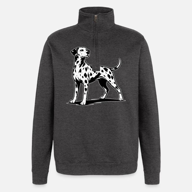 Silhouette dalmate noir et blanc - Sweat à zip 1/4 - charbon