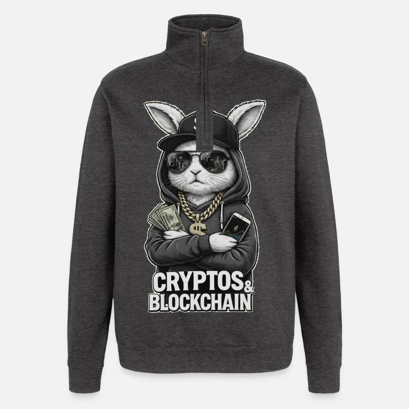 CryptoRabbit : T-shirt Blockchain Hustle - Sweat à zip 1/4 - charbon