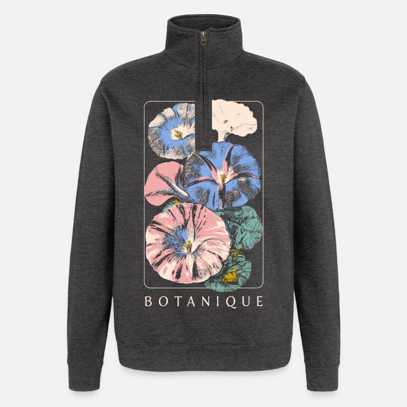 Botanique Floral Study Pastel - Quarter-Zip Sweatshirt - charcoal grey