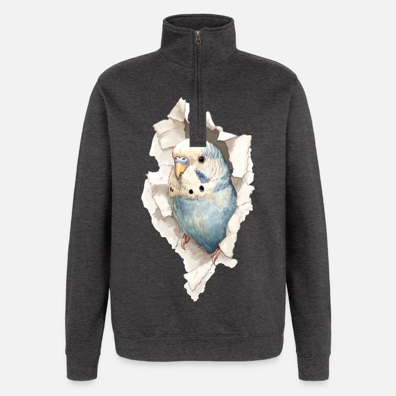 Perruche ondulée - Sweat à zip 1/4 - charbon