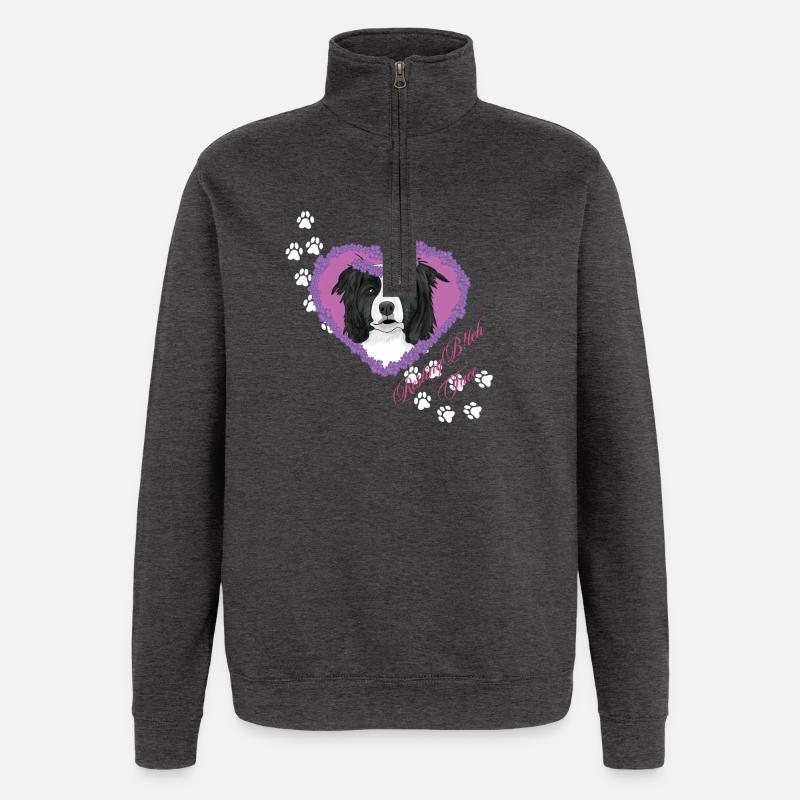 Ruhende B!tch Face Border Collie - Quarter-Zip-Sweatshirt - Anthrazit