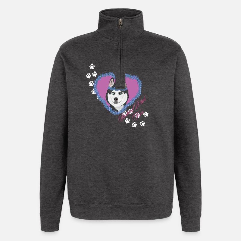 Resting B!tch Face Husky - Quarter-Zip Sweatshirt - charcoal grey