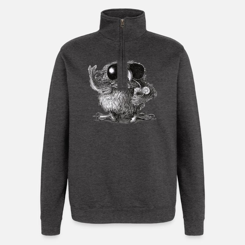 Coole Eule - Quarter-Zip-Sweatshirt - Anthrazit