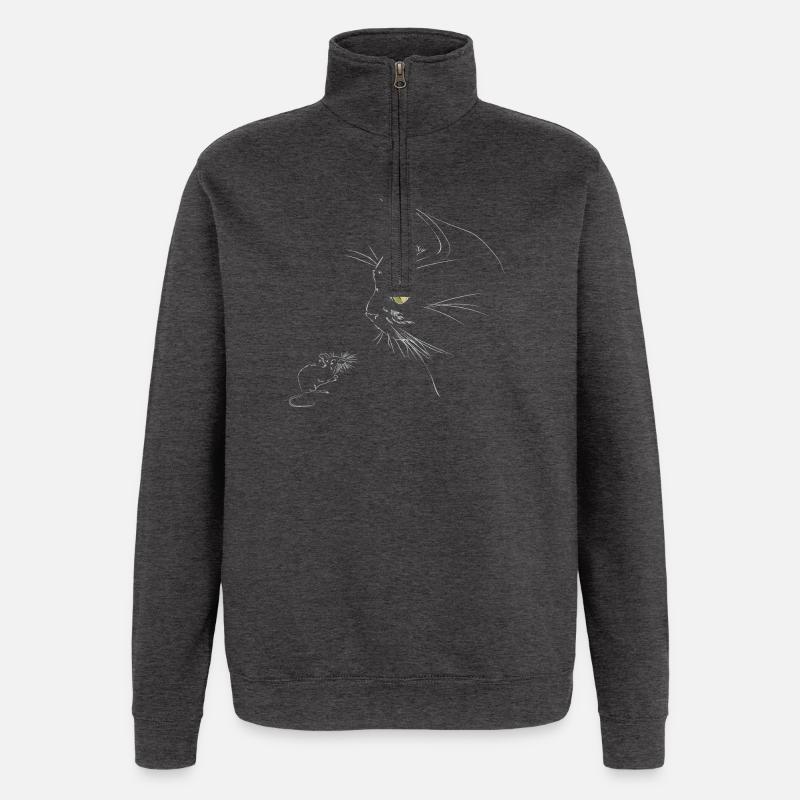 cat mouse eyes - Sweat à zip 1/4 - charbon
