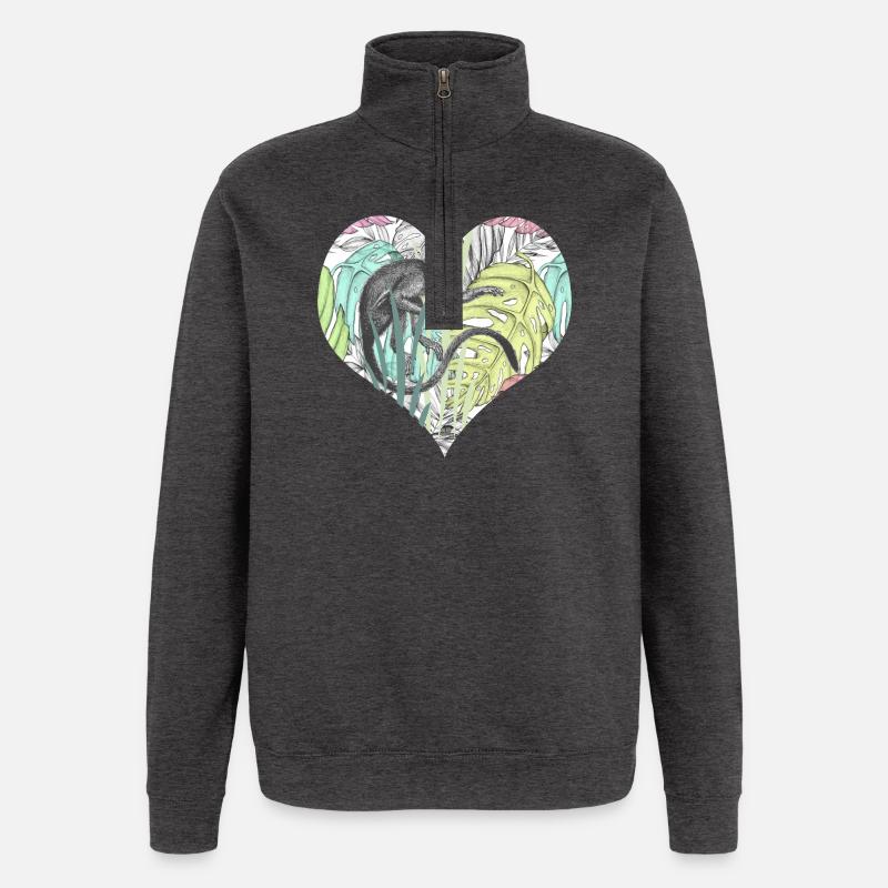 Affe im Tropenherz - Quarter-Zip-Sweatshirt - Anthrazit
