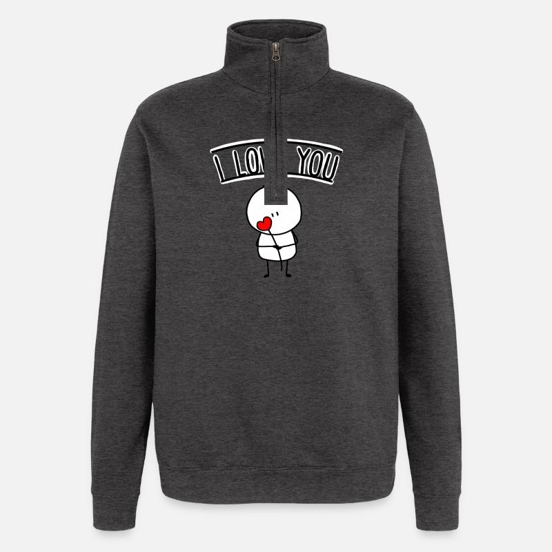 Ich liebe dich - Quarter-Zip Sweatshirt - charcoal grey