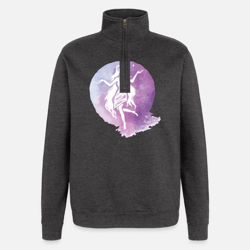 Silhouette de danseuse aquarelle violette - Sweat à zip 1/4 - charbon