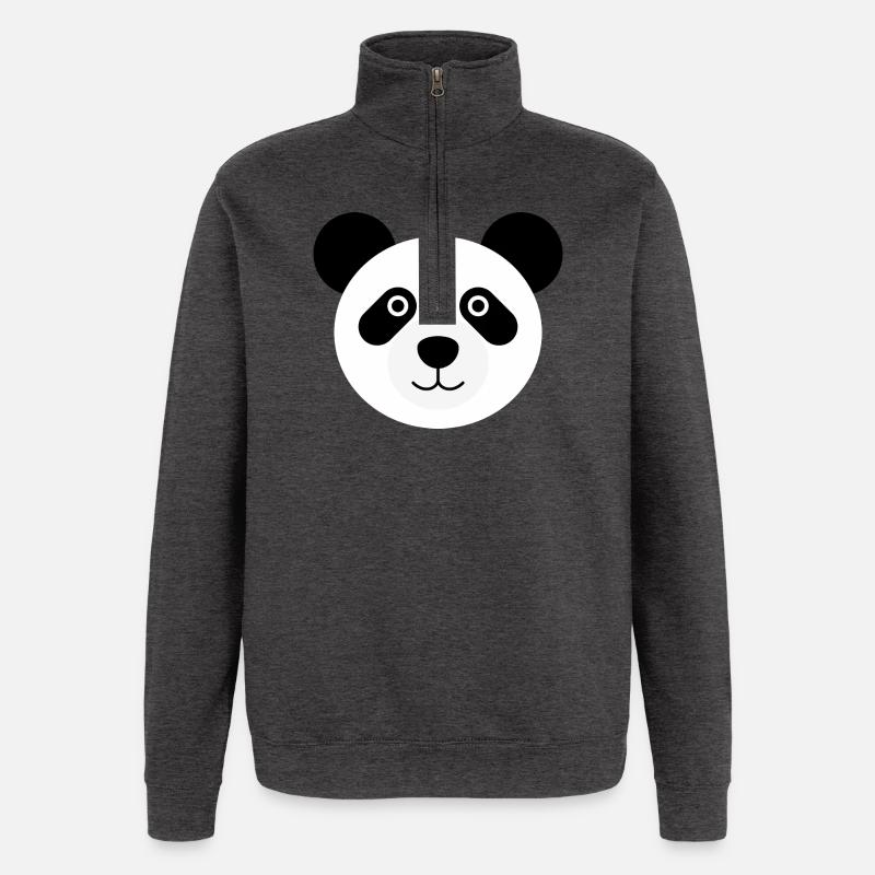 Ours panda tête de panda - Sweat à zip 1/4 - charbon