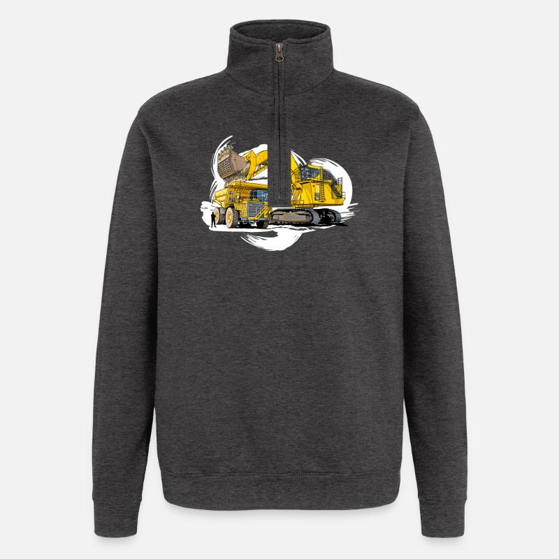 Méga machines sur le chantier - Sweat à zip 1/4 - charbon