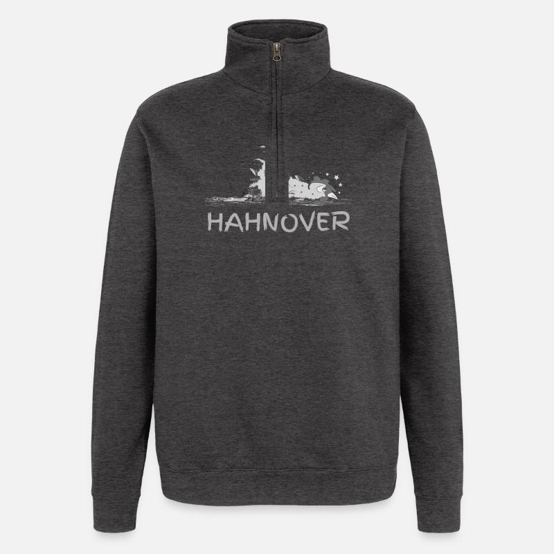 Hahnover - zerrupfter Hahn, grau - Quarter-Zip-Sweatshirt - Anthrazit